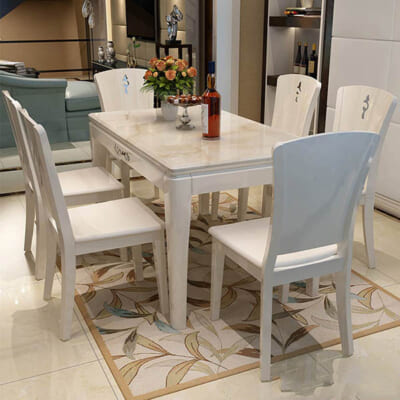 Bộ bàn ăn hiện đại chân gỗ mặt đá BGTT-908